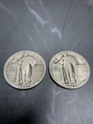 TWO 1927-S Standing Liberty Quarters - Good Condition 396k Minted Clear Mintmark