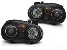 Faro proiettore con fendinebbia CCFL Angel Eyes per Vw Golf 4 nero 97-03