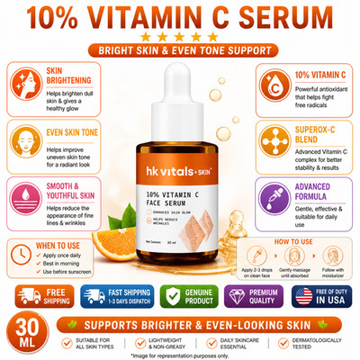 HK Vitals 10% Vitamin C Face Serum Superox-C Bright Skin 30ml