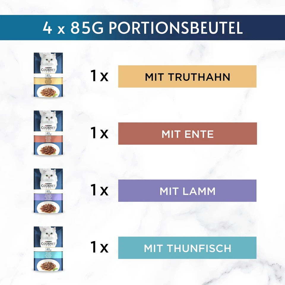 PURINA Perle Erlesene Streifen Katzenfutter nass Sorten-Mix 12er Pack 12 x 4 ... - Bild 2 von 4