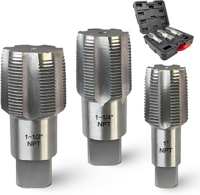 3-Piece NPT Pipe Tap Set, Precision Carbon Steel Tap Set for Clean Accurate