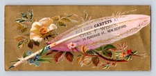 Chas CF Wing's Carpet Feather Flowers Gold New Bedford MA Victorian Trade Card