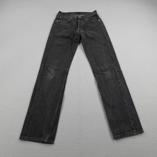 Vintage Levis Jeans Mens 31x34 Black Denim 501 Button Fly Faded Straight 90s USA