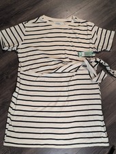Terra & Sky Front Twist Dress Womens 1X 16W-18W Beige NWT Striped Short Sleeve