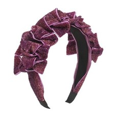 Boutique Shiny Shimmer Purple Bowknot Ruffle Headband  Retro Party Festive Glam