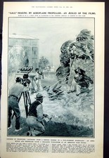 Antique Old Print Aeroplane Propellor Wind Us Film Schuttevaer Lifeboat 1921