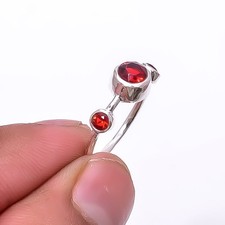 Red Garnet Gemstone 925 Sterling Silver Jewelry Handmade Ring s.6 Sku22