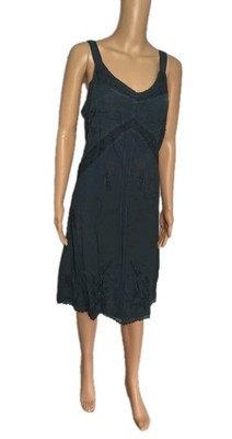 NWT Black Midi Whimsygoth Dress with embroidery and lace trim.  Size: XL Coline
