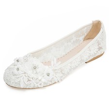 Bridaluxe 33118 Women&rsquo;s Lace Floral Flat Wedding Shoes Elegant Rhinestone...