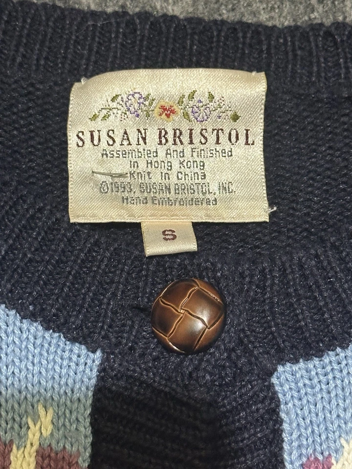 Винтажный осенний вязаный кардиган 90-х Susan Bristol размер Small - Изображение 3 из 4