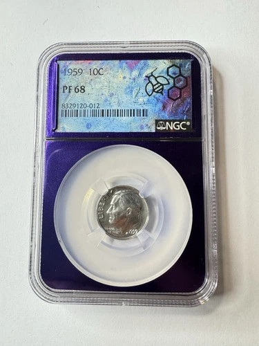 1959 NGC PF 68 SILVER Roosevelt PROOF 90% Silver Dime Trader Bea Purple