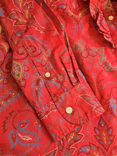 Ralph Lauren LRL LAUREN JEANS Paisley Floral Button Blouse Ruffle Neck Damask 1X - Picture 9 of 9