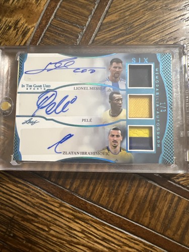 2024 Leaf In The Game Used Messi Pele Zlatan Zidane Nazario Kaka Auto Patch 1/3