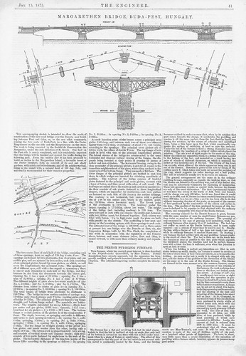BUDAPEST Hungary Margarethen Bridge Antique Engineering Print 1875