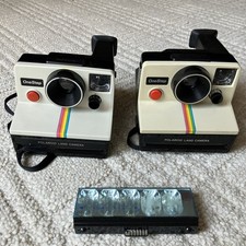 Lot of 2 POLAROID One Step Rainbow Stripe Land Cameras Untested