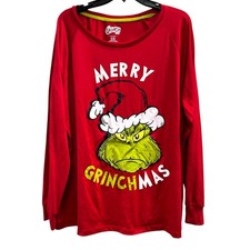 The Grinch Red long sleeve Merry Grintchmas Christmas tee oversized NWOT Sz XL
