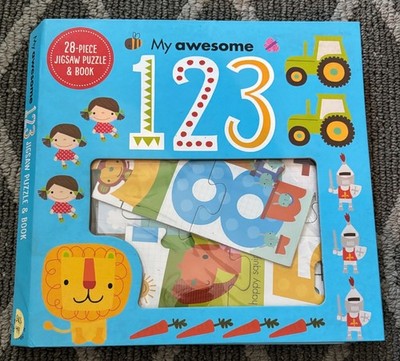 Jigsaw Puzzle And Book - My Awesome 123 - Book By Make Believe Ideas 