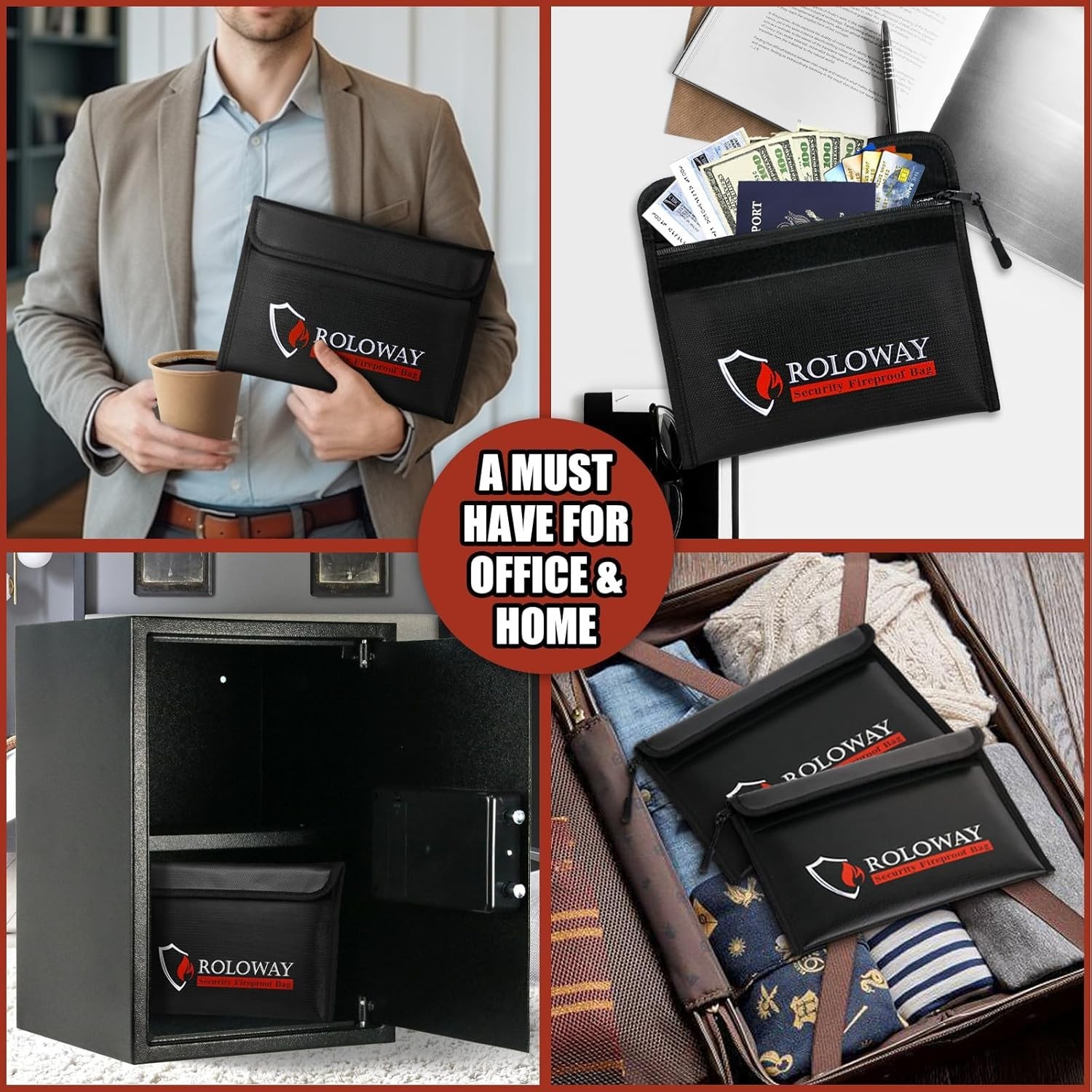 5200°F Fireproof Money & Document Bag 2-Pack – Upgraded Heat & Water Resistance