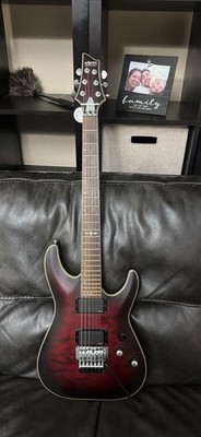   PRISTINE Schecter C-1 Diamond Platinum FR   Crimson Red | Floyd Rose   