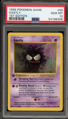 Pokemon Gastly Base Set Shadowless 1st Edition #50 PSA 10 Gem Mint