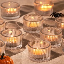 24 Pack Tea Light Candle Holders Glass Clear Tealight Holder