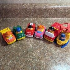 Fisher Price Little People Wheelies Lot Of 6 Sports car, dump truck, recycle