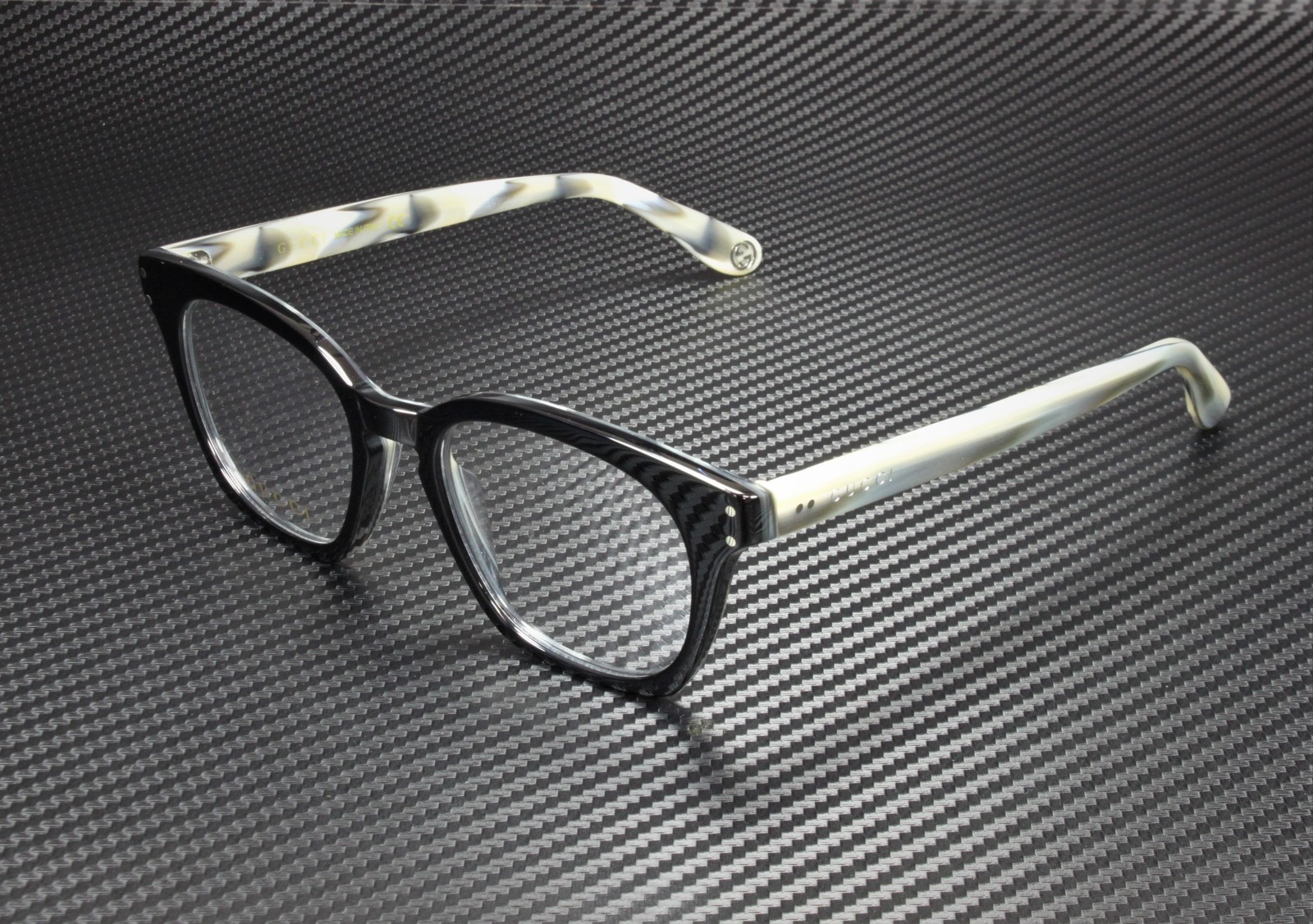 GUCCI GG0572O 009 Square Black Shiny Grey Demo Lens 50 mm Me