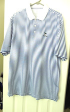 Bobby Jones Performance Blue and White Strips Jupiter Hills Polo Shirt - Sz XL