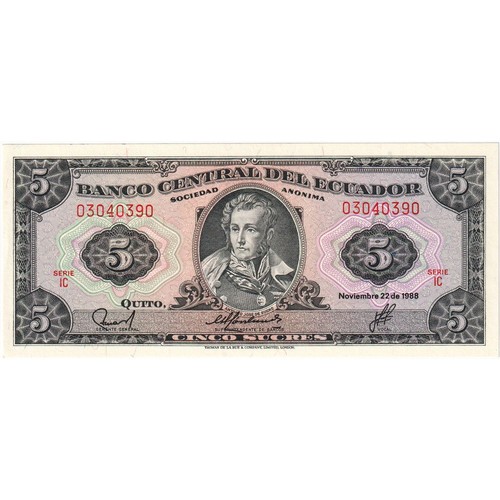 [#1232774] Ecuador, 5 Sucres, 1988-11-22, NIEUW - Afbeelding 1 van 2
