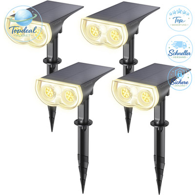 Linkind LED Solar Gartenlampen 800LM Licht-Sensorik Solarleuchten, 3000K Warmwei