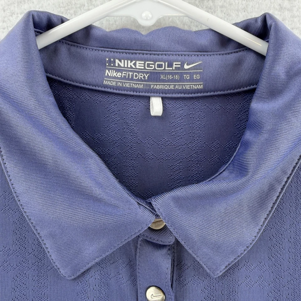 Nike гольф рубашка-поло женщин XL синий жаккард NikeFIT сухой короткий рукав эластичной - Изображение 3 из 4
