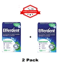 NEW Efferdent Retainer & Denture Cleaner Tablets Minty and Fresh Clean 126 Count