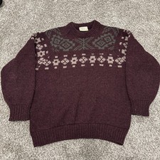Vintage Gaeltarra Burgundy Fair Isle Ireland Wool Sweater Women  s Size 44
