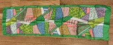 vintage 70s multicolor pattern 100 silk scarf 11  X 40  Hand Rolled