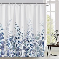 Shower Curtain Plants for BathroomWaterproof Quick-Drying Blue Leaves Shower ...