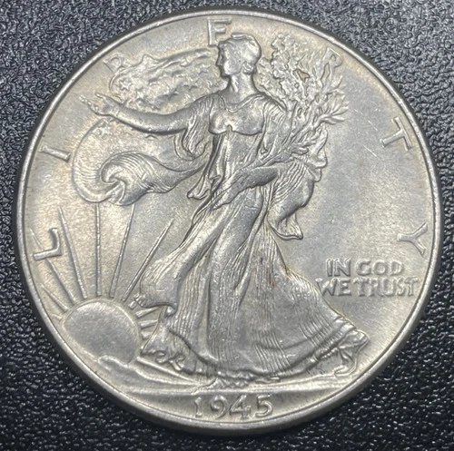 1945 P Walking Liberty Silver Half Dollar 50c AU/UNC About Uncirculated