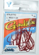 gamakatsu stiletto Mr Crappie size 1/0 hooks 25 per value pack 453311-25 red