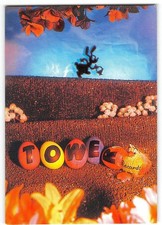TOWER RECORDS Easter Bunny & Eggs Eric Rodriguez 1990s 4x6 Vintage Postcard