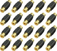 20 Pack Female to Female Gold RCA cable cord Coupler Joiner barrel Connectors