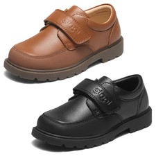 GINNI Kids Boys Loafers Hook Loop Casual Oxford Dress Shoes Anti-Collision Toe