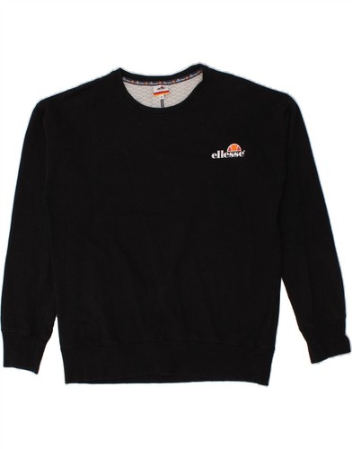 ELLESSE Mens Sweatshirt Jumper Medium Black Cotton LS09