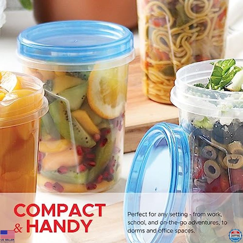10 Pack Leakproof Freezer Containers for Food with Twist Top Lids - 32 Oz BPA