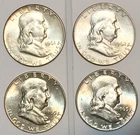 Uncirculated set of 4 Ben Franklin Half Dollars,  1 1961-P, 1 1962-P, 2 1963-D
