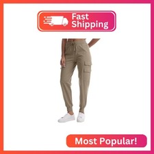 Women's Lightweight Joggers Hiking Pants Water Resistant Dark Khaki,L