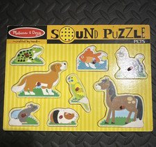 Melissa  Doug Wooden Pets Sound Puzzle Board with Peg Knobs