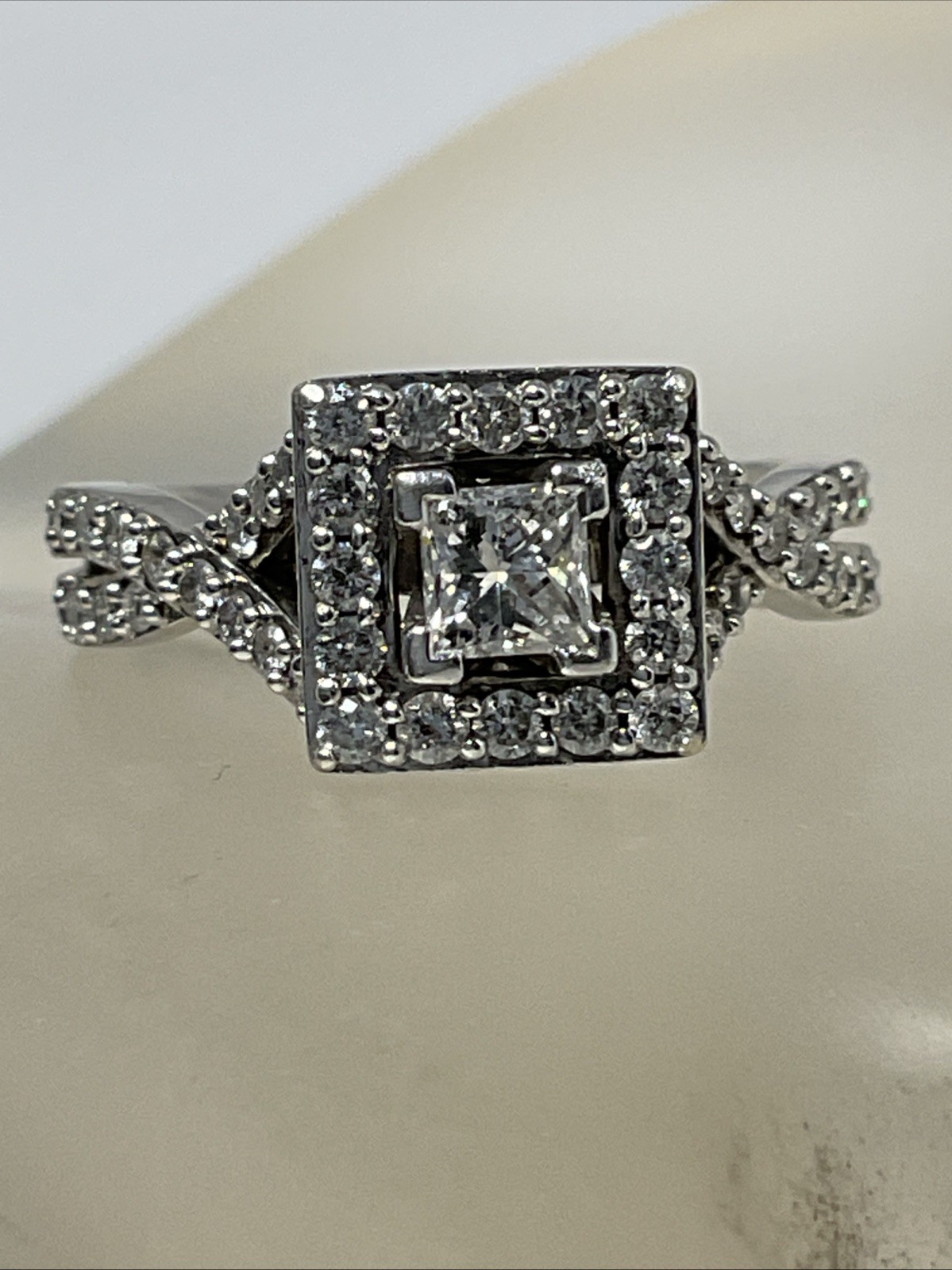 Engagement Ring Solid 13K W. Gold Solitaire Princ… - image 20