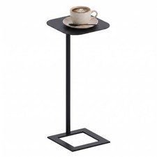 ZEXVIDA Modern Stable C Table End Table 23.4 Tall Square Black C Shaped Side