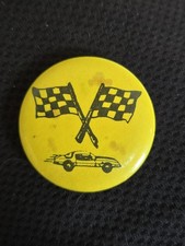 Banderas de carreras Corvette botón pinback coche de carreras vintage años 70