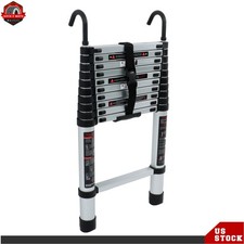 10.5 FT Heavy Duty Folding Extension Aluminum Telescopic Ladder with Stabilizer