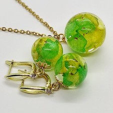 Hydrangea jewelry gift, real flower resin necklace and earrings set